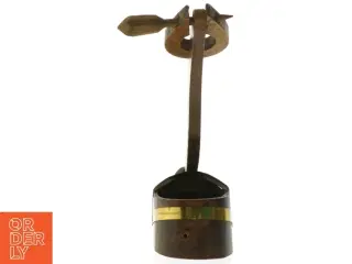 Vintage Vinflaske holder i træ og messing (str. 15x15 cm)