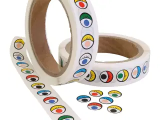 Klistermærkeøjne, diam. 13 mm, ass. farver, 2000stk./ 1 pk.