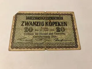 20 Kopeken Ostbank für Handel und Gewerbe, Darlehnskasse Ost 1916