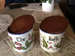 Knapstrup kaffe og the krukker med teak låg
