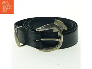 Sort/blåt læderbælte med metalspænde (str. 82 cm - første hul)