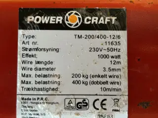 El. trækspil POWER CRAFT 200/400 kg.