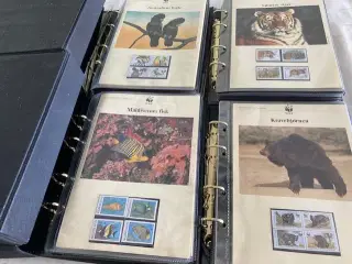 6 WWF samlemapper med billeder og frimærker