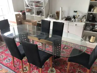 Spisebord med glasplade