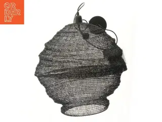 Rund pendellampe i sort metaltråd (str. 60 cm)