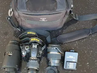 Nikon kamera D3200 med taske og 2 linser