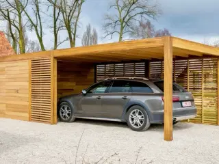 Carport med fleksibel skur ...
