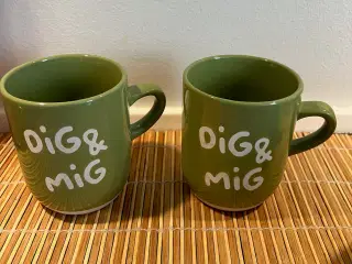 Fine "Dig & Mig" krus i grønt stentøj