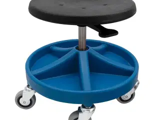 Montørstol/Taburet med sæde i PU-skum, fodkryds med 5 rum, 5xØ75 hjul og højde 310-390 mm (BLÅ)