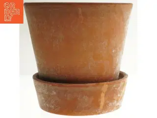 Terracotta urtepotteskjuler med underskål (str. Ø 20 cm)