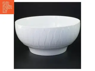 Tysk Hvid Porcelæn skål med Lancet Relief mønster(str. 20,5 x 9,5 cm)