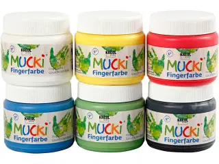 Mucki Fingermaling, ass. farver, 6x150ml/ 1 pk.