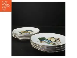 Porcelæns tallerkener med oste motiv (str. Ø 19 cm)