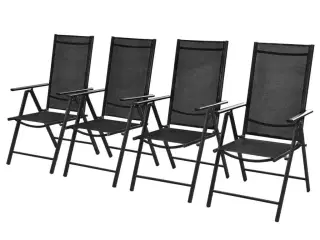 Foldbare havestole 4 stk. aluminium og textilene sort