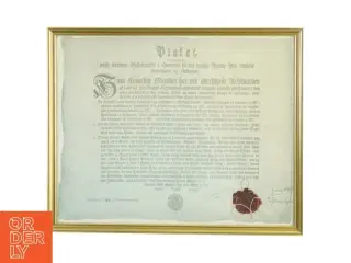Indrammet historisk dokument (str. 49 x 40 cm)