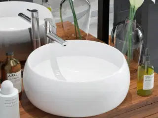 Håndvask rund keramik hvid 40 x 15 cm