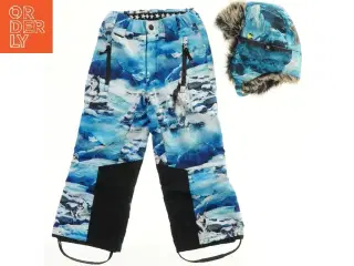 Vinterbukser og hue med sne og hunde tema fra Molo (str. 116)