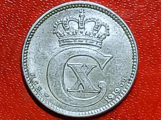SØLV 25 ØRE 1919 Christian X 