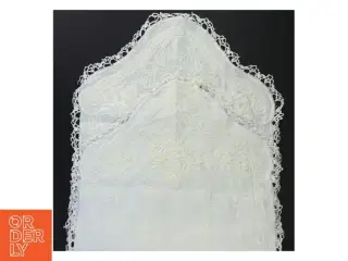 broderet  hvid bordløber (str. 35x75 cm)