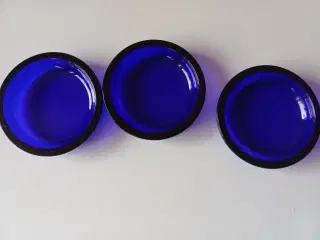 Underskåle 3 stk. i massiv koboltblå/mørkeblå glas