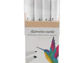 Illustration Marker, streg 1+8 mm, standardfarver, 12stk./ 1 pk.