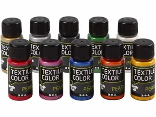 Textile Color, perlemor, ass. farver, 10x50ml/ 1 pk.