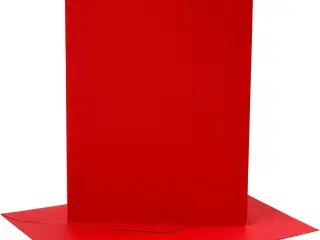 Kort og kuverter, kort str. 12,7x17,8 cm, kuvert str. 13,3x18,5 cm, 230 g, rød, 4sæt/ 1 pk.