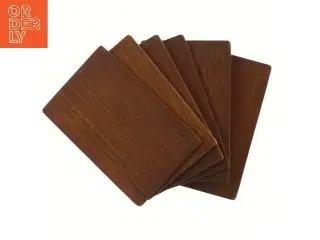 Sæt af 6 teaktræ glasbrikker (str. 6 stk 18x12 cm)