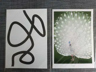 2 plakater i A5 - Kunst og PÅFUGL 