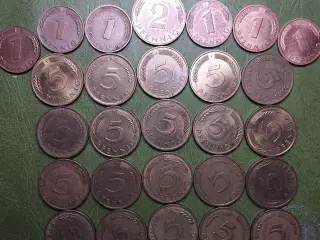 TYSKLAND 20 x 5 PFENNIG 1950 - 1993 + 6 x 1 PF + 2