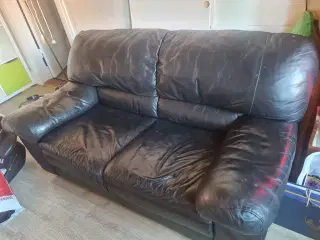 Sort læder sofa 150cm