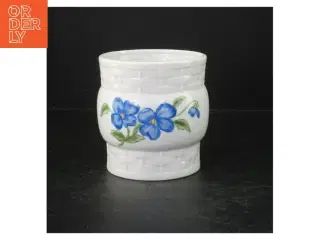 Porcelænskrukke med blomstermotiv (str. Ø. 11 cm. længde, 12 cm)