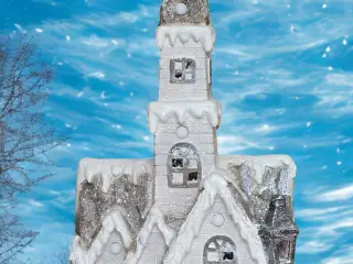 Julekirke med lys 90 cm høj