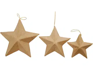 Håndlavede Papmaché Stjerner - 6 stk. i 3 størrelser