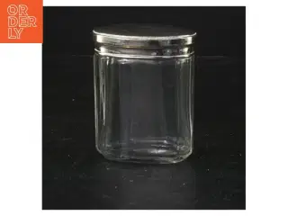 Glasbeholder med metallåg (str. 10 cm)