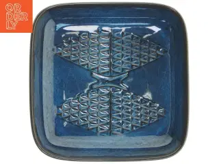 Blå keramisk fad fra Søholm Stentøj (str. 27,5x27,5 cm)