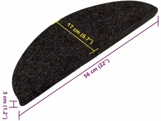 Selvklæbende trappemåtter 15 stk. 56x17x3 cm antracitgrå