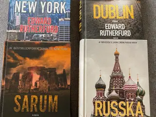 4 romaner af Edward Rutherfurd, pris pr. stk