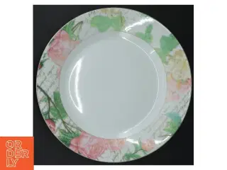 5 Porcelænstallerkener med blomstermotiv (str. 5 styk. ø. 23 cm)