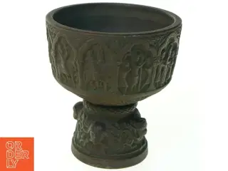 LARS HJORT. Dåbskrukke, døbefont med relief, keramik, Bornholm (str. 13 x 12 cm)