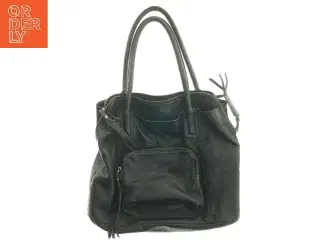 Stor sort lædertaske fra Ilse Jacobsen (str. 37x40x12 cm)