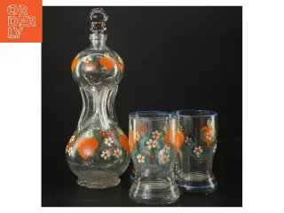 Dekorativ karaffelsæt med glas (str. 28 og 11,5 cm)