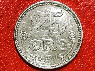 SØLV 25 ØRE 1919 CHRISTIAN X PÆN