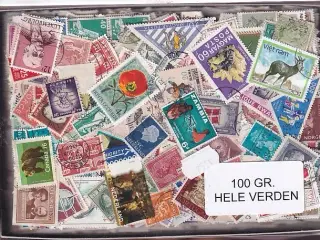 Hele Verden - Dubletparti 100 gram afvaskede frimærker