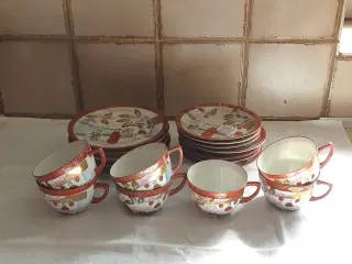 Kinesiske 7par tekopper+dessert tallerkner