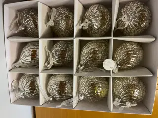 Julekugler med "sølv" mønster 12 stk