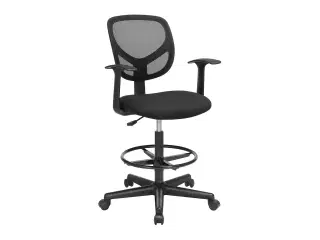 Kontorstol med fodring ergonomisk høj arbejdsstol, 55–75 cm, sort