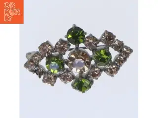 Broche med farvede sten (str. 4 cm)