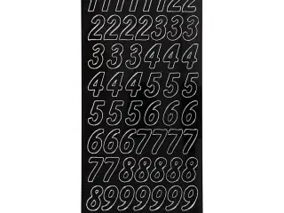 Stickers, store tal, ark 10x23 cm, sort, 1 ark