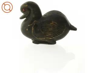 Antik Træ Æske med låg i form som And (str. 10 x 15 cm)